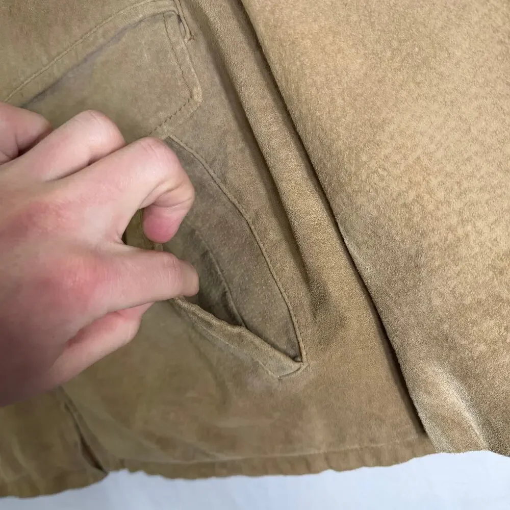 Vintage JLC Tan Suede Men's XL Leather Bomber American Classics Quilted Jacket